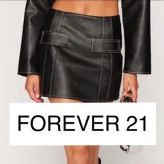 FOREVER21 フェイクレザーミニスカート ブラック M スカート ショート