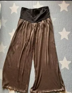マタニティプリーツパンツ ブラウン