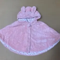 ミキハウス⭐︎ウサギ耳付きピンクベビーポンチョ