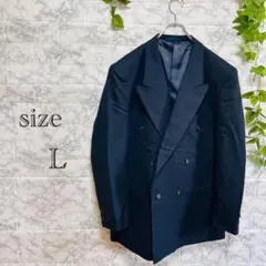 【g68】ネイビー ダブルブレストジャケット 【L】　大きめ