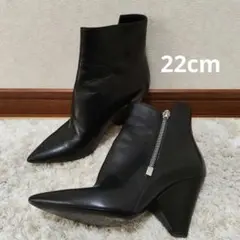 イブサンローラン　ブラック ジッパー付き ウェッジヒールブーティ　本革　22cmのサムネイル