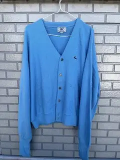 70s IZOD LACOSTE 水色　カーディガン　青ワニ
