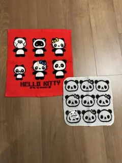 未使用品　ハローキティ パンダ ハンドタオル　タオルハンカチ　セット