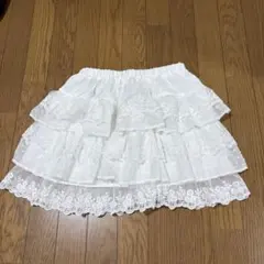 SHEIN フリル付きホワイトミニスカート