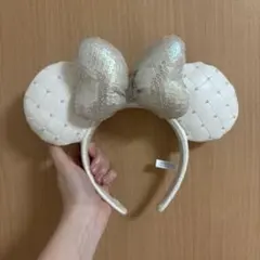 ホワイトリボン付きディズニーカチューシャ