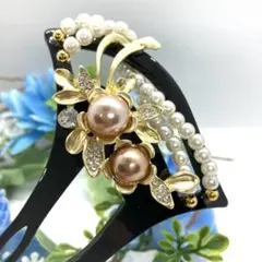 番号0122番　髪飾り かんざし バチ型 パール 簪　髪飾り　着物小物