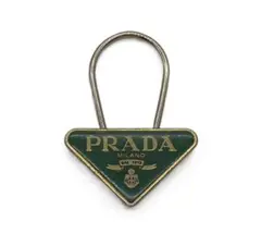 PRADA プラダ エナメルメタル トライアングルロゴ キーリング M285のサムネイル