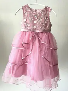 【ダークピンク】発表会/ドレス/刺繍付/140/130/ピアノ/結婚式/子供