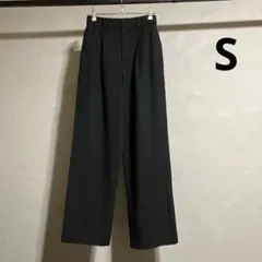 美品 ユニクロ タックワイドパンツ ツータック・丈長め 黒 S