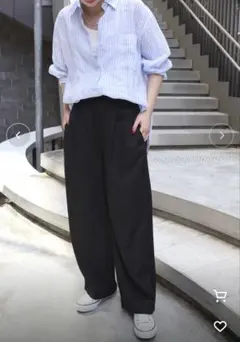 ベーセーストック　セルロースワイドパンツ　ブラックのサムネイル