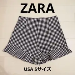 ZARA ギンガムチェック フリルショートパンツ S M L