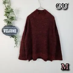 【GU】ワイドスリーブセーター M ブラウン ブラック ハイネックセーター
