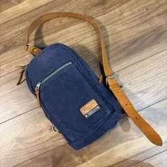 【美品】バギーポート デニムキャンパス レザー 本革製 ボディーバッグ