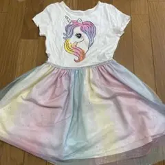 h&m 子供服　ワンピース　ユニコーン　チュール　レインボー