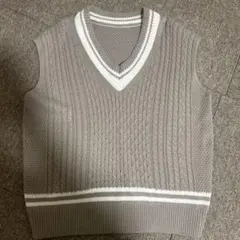 ブラウン　Vネック ニットベスト