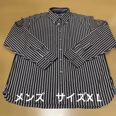 TOMMY HILFIGER ストライプ こげ茶色×白ボタンダウンシャツXL