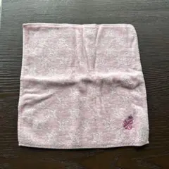 【CELINE】ピンク 花刺繍 タオルハンカチ 約24㎝
