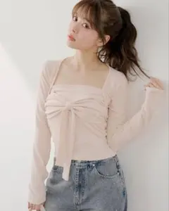 chico ボレロ風リボントップス ピンクのサムネイル