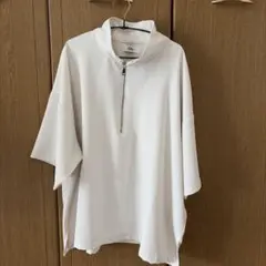 Loose ハーフジップ 半袖シャツ ホワイト