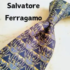 SalvatoreFerragamo フェラガモ ネクタイ シルク 紺