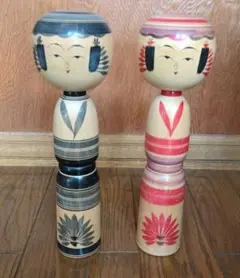 大きな木製こけし 佐藤辰雄作 2体セット