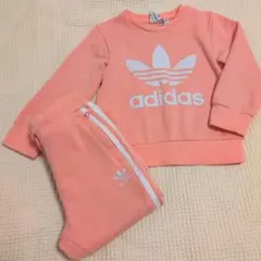 adidas サーモンピンク クルー ジャージスウェット 上下セット