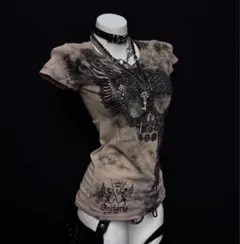 ダークコアTシャツ ピチT Y2K ギャル スカル パンク ロック NANA