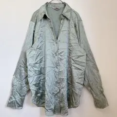 H&M 淡い グリーン 長袖 シャツ 【L】 バルーン 袖 ツヤ 軽やか 休日