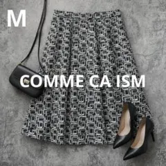 a3762【コムサイズム】総柄膝丈スカート 幾何学模様 モダン