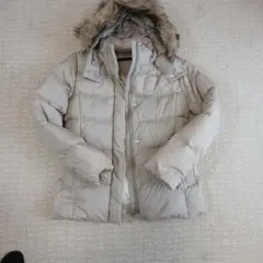 ユニクロ ベージュ ダウンジャケット Mサイズ ファー付き
