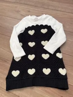 お値下げ　petit main ハート柄ニットワンピース 90cm