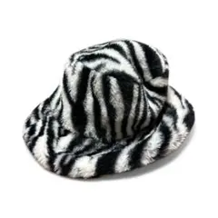 ゼブラ柄ファーバケットハット