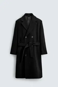 ZARA ウール混ダブルブレストコート ベルト付