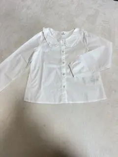 H&M フリル付き白長袖シャツ US 8-9Y
