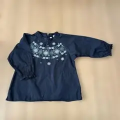 SamansaMos2Lagom / 120 長袖ブラウス スモッグ花柄ブラック