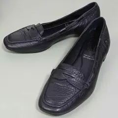 【極美品】Rockport コインローファー シボ加工 レザー 黒 22.5cm