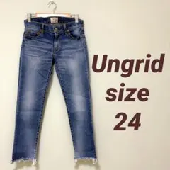 Ungridアングリッド デニムパンツ M 24 カットオフ フリンジストレッチ