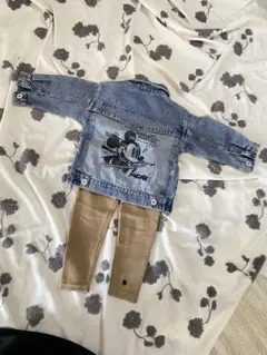 【100cm】ミッキーマウス デニムジャケットとレギンスセット