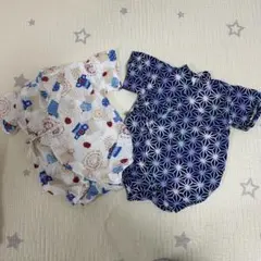 花火と和柄の甚平 80サイズ 2着セット ロンパース