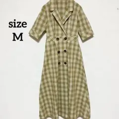 【グレイルGRL】Mワンピース　ロングワンピ　チェック　半袖　可愛い　レディース