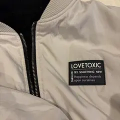 ま*ま様 LOVETOXIC リバーシブル ボンバージャケット ベージュ ブラッ