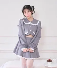 Honey Cinnamon 袖リボンコットンレースジャケットセットアップ