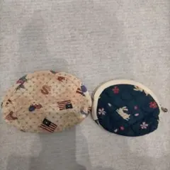 アメリカ国旗とウサギのキルティングポーチセット