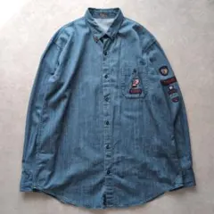 パパス デニムシャツ ダンガリーシャツ ワッペン Lサイズ