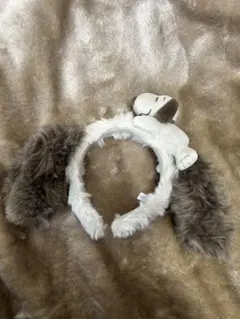スヌーピー　犬耳付きカチューシャ フェイクファー