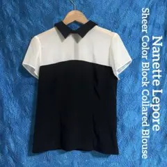 Nanette Lepore ナネットレポー　白黒バイカラーブラウス　トップスのサムネイル