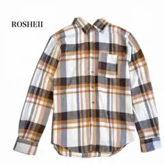 ロシェル♢長袖ネルチェックシャツ 綿100% カジュアル ポケットあり 茶色 Mのサムネイル