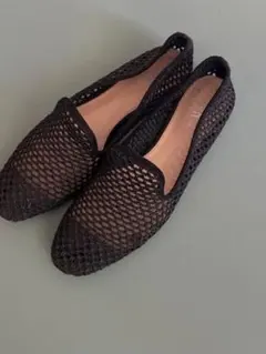 ZARA メッシュデザイン フラットシューズ ブラック38