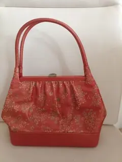 花柄 赤色 和装用バッグ