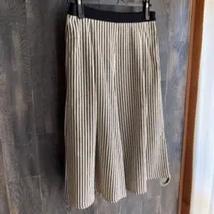 Angouleme 美品 ガウチョ ワイトパンツ モノトーン ストライプ 白黒